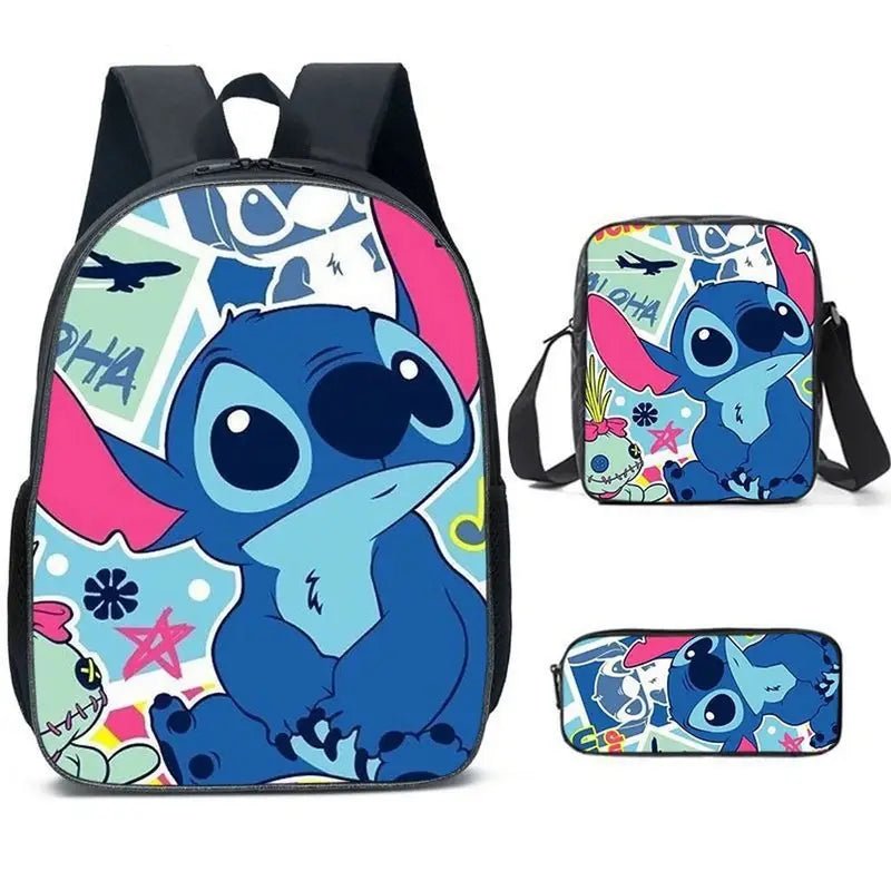 Sac à dos maternelle Stitch avec motif de couture en trois pièces pour enfants