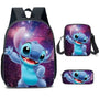 Sac à dos maternelle Stitch avec motif galaxie et ensemble de trois pièces