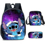 Sac à dos maternelle Stitch avec imprimé galaxie et ensemble de trois pièces
