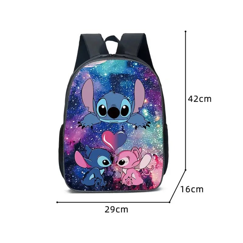 Sac à dos maternelle Stitch avec imprimé galaxie, Stitch et Angel personnages