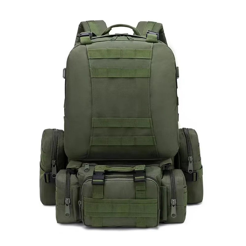 Sac à dos militaire 50l d airsoft olive vert modulable avec pochettes detachables