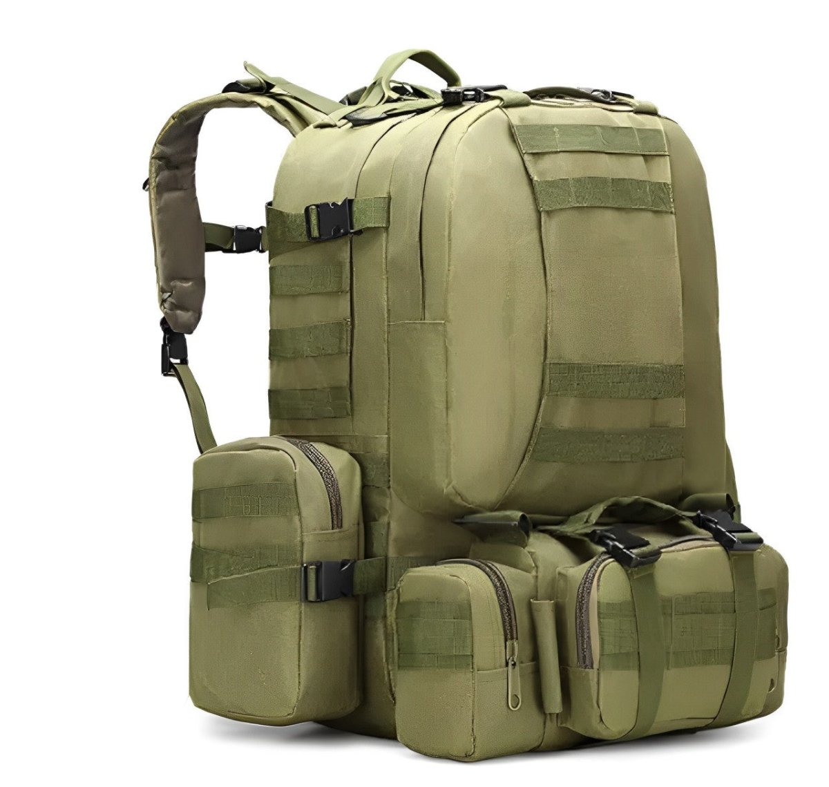 Sac à dos militaire 50l d’airsoft olive vert avec poches extérieures et sangles ajustables