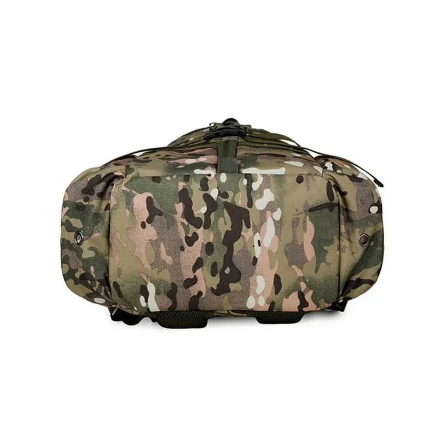 Sac à dos militaire 60L avec motif camouflage, poignées et œillets pour rangement