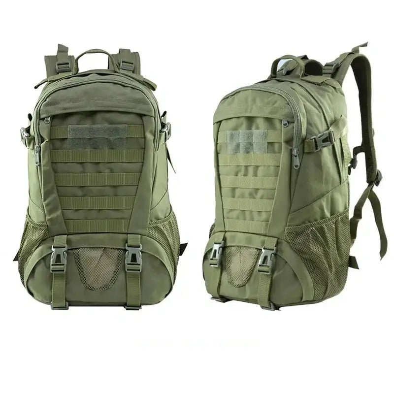 Sac à dos militaire de randonnée olive vert avec multiples compartiments et sangles