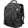 Sac à dos militaire tactique noir avec plusieurs compartiments et sangles robustes