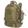 Sac à dos militaire tactique vert olive avec plusieurs compartiments et porte-bouteille