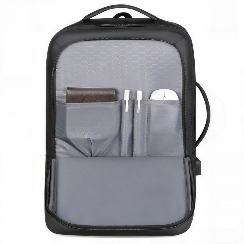 Sac à dos moderne PC 16 pouces Rigel avec ordinateur portable noir et compartiments organisés