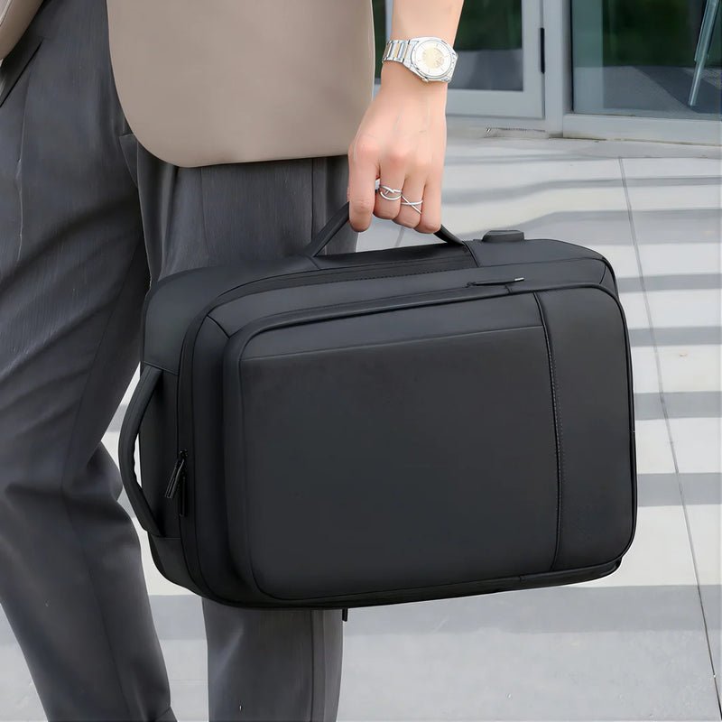 Sac à dos moderne pc 16 pouces Rigel, sac à main noir rectangulaire avec poignée et poches zippées