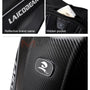 Sac à dos moto à coque noir avec texture en fibre de carbone, logo réfléchissant et poche secrète