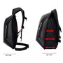 Sac à dos moto à coque noir avec bretelles ajustables et capacité extensible