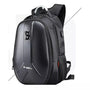Sac à dos moto rigide en cuir noir avec texture en fibre de carbone et port USB