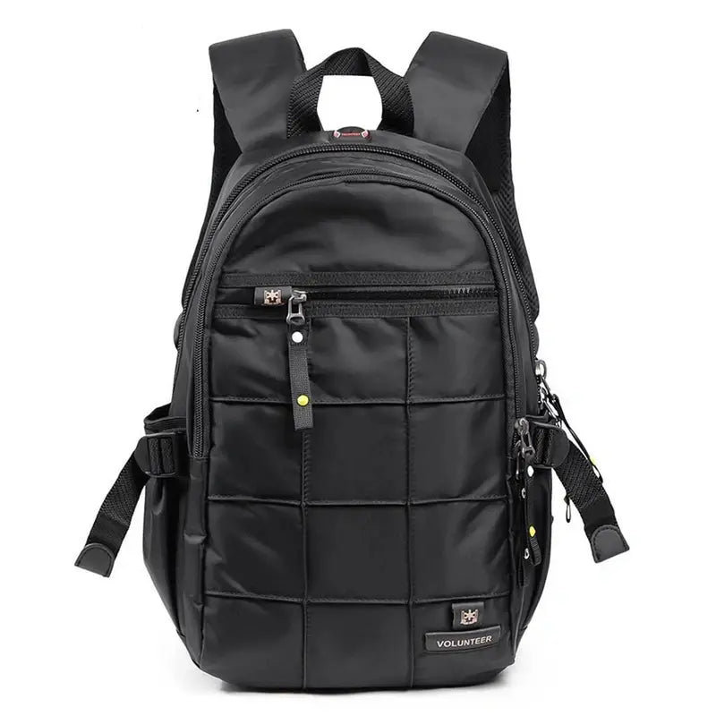 Sac à dos multi rangement en nylon noir matelassé avec plusieurs compartiments zippés