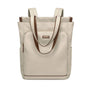 Sac à dos multifonction femme beige avec bretelles marron et fonction sac à dos