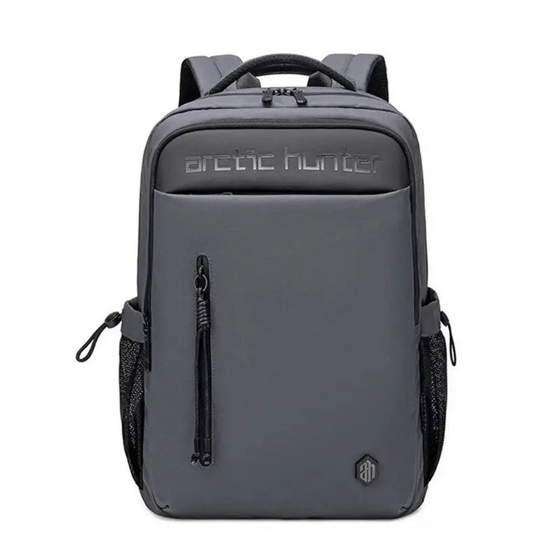 Sac à dos multifonction pour ordinateur gris foncé avec compartiments et poches latérales en mesh