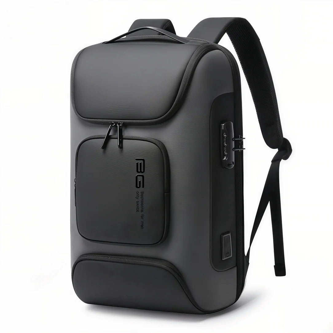 Sac à dos multipoches antivol IronPack gris foncé avec serrure et port USB