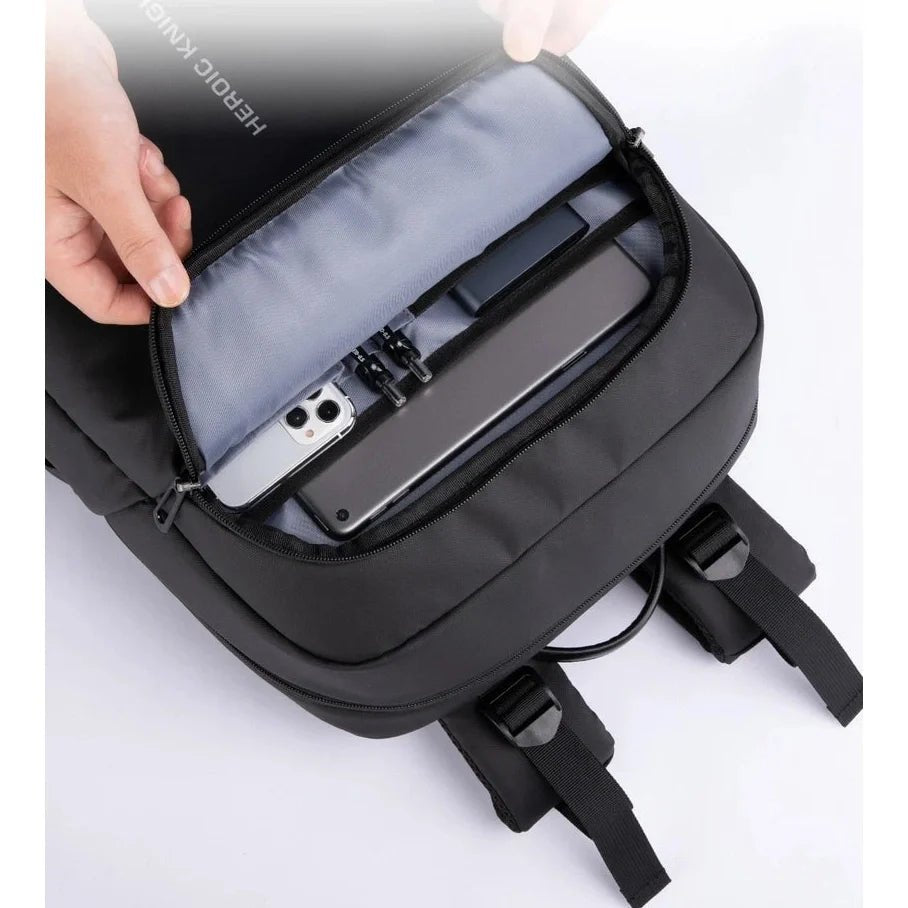 Sac à dos noir élégant pour ordinateur avec plusieurs compartiments pour électronique