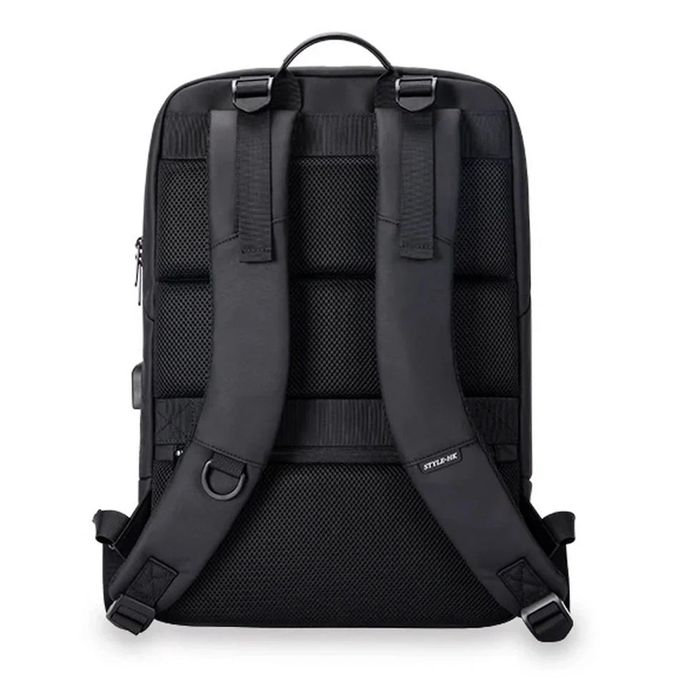 Sac à dos noir élégant pour ordinateur avec dos en mesh rembourré et bretelles ajustables