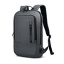 Sac à dos ordinateur 14 pouces femme en gris foncé avec compartiments zippés et port USB