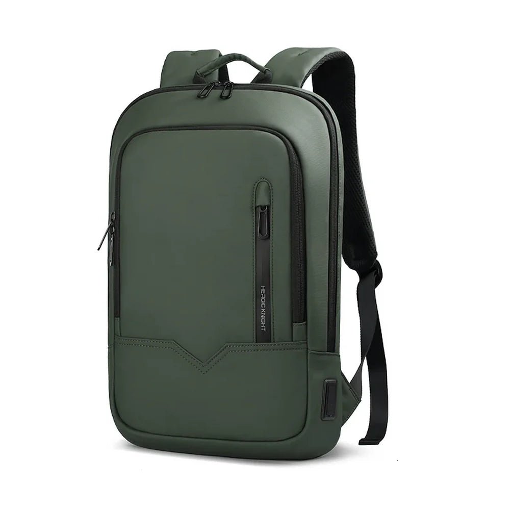 Sac à dos ordinateur 14 pouces femme olive vert minimaliste avec port USB externe