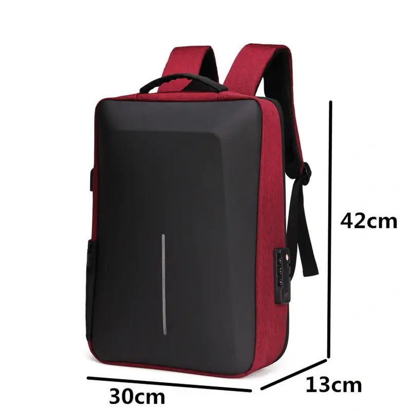Sac à dos ordinateur 15 pouces antivol rouge et noir avec serrure intégrée