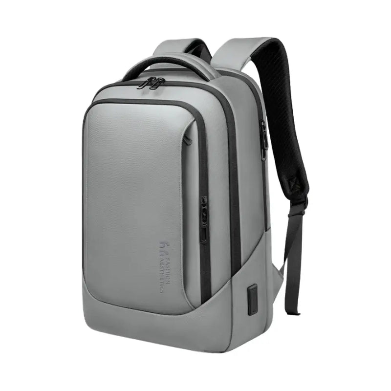 Sac à dos ordinateur 16 pouces City HK gris avec compartiments, bretelles rembourrées et port USB externe