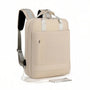 Sac à dos ordinateur 16 pouces femme Sélène beige avec ports USB et bretelles grises