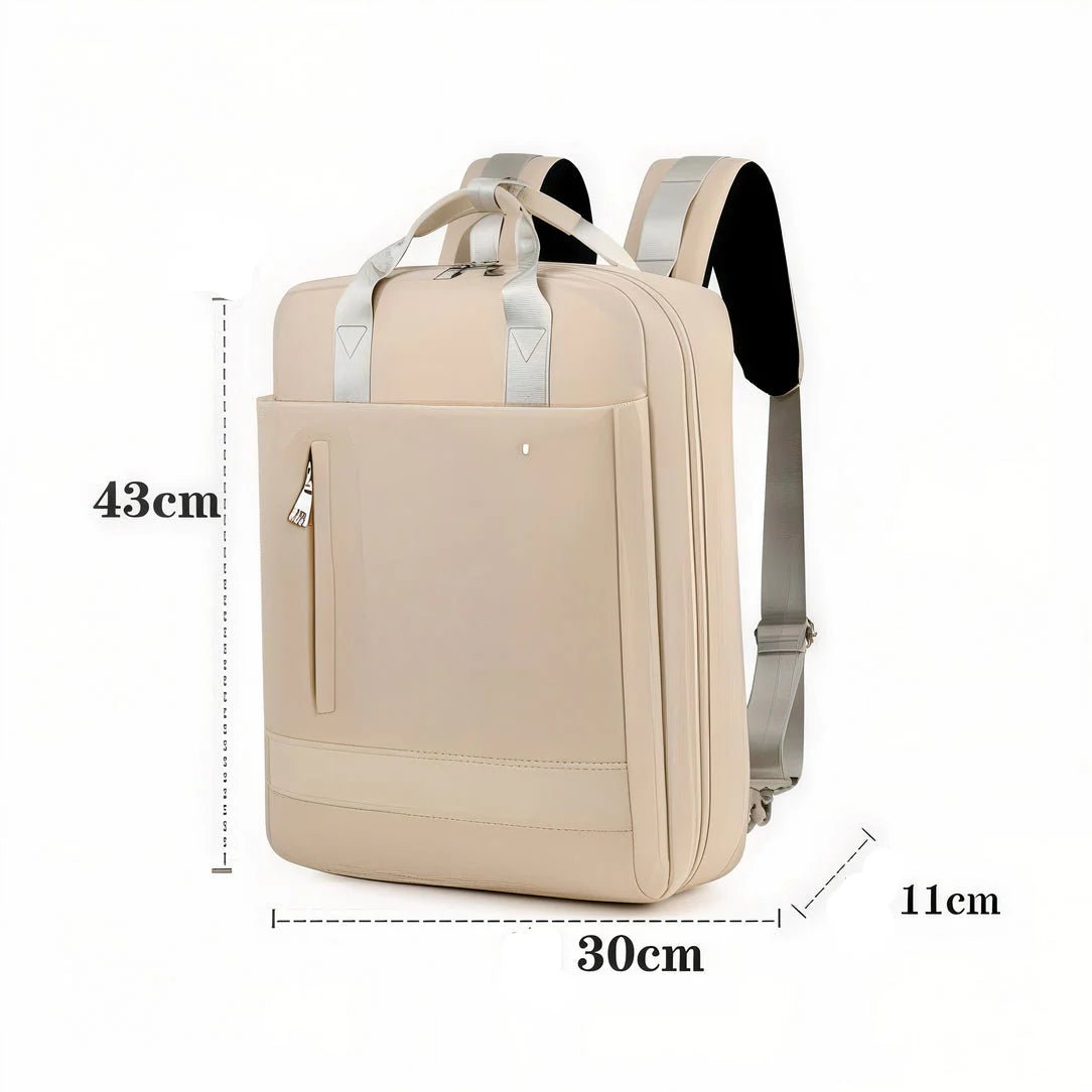 Sac à dos ordinateur 16 pouces femme Sélène en cream avec poignées et bretelles ajustables