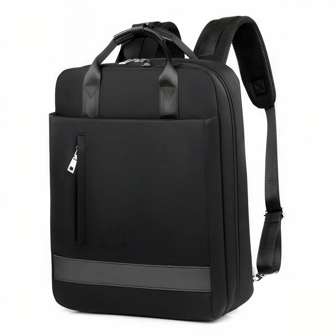 Sac à dos ordinateur 16 pouces femme Sélène noir avec poignées et poche frontale verticale