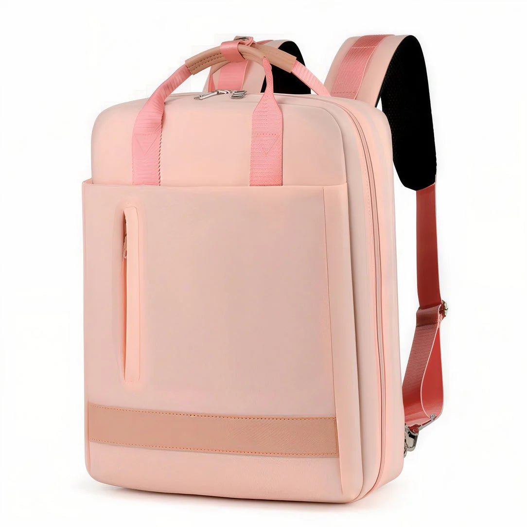 Sac à dos ordinateur 16 pouces femme Sélène en rose clair avec poignées et bretelles ajustables