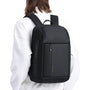 Sac à dos ordinateur 17 pouces Orion noir minimaliste avec compartiments zippés et bretelles rembourrées