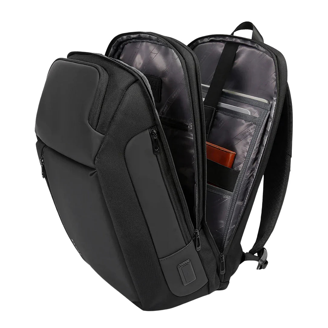 Sac à dos ordinateur 17 pouces Orion noir avec compartiments internes ouverts