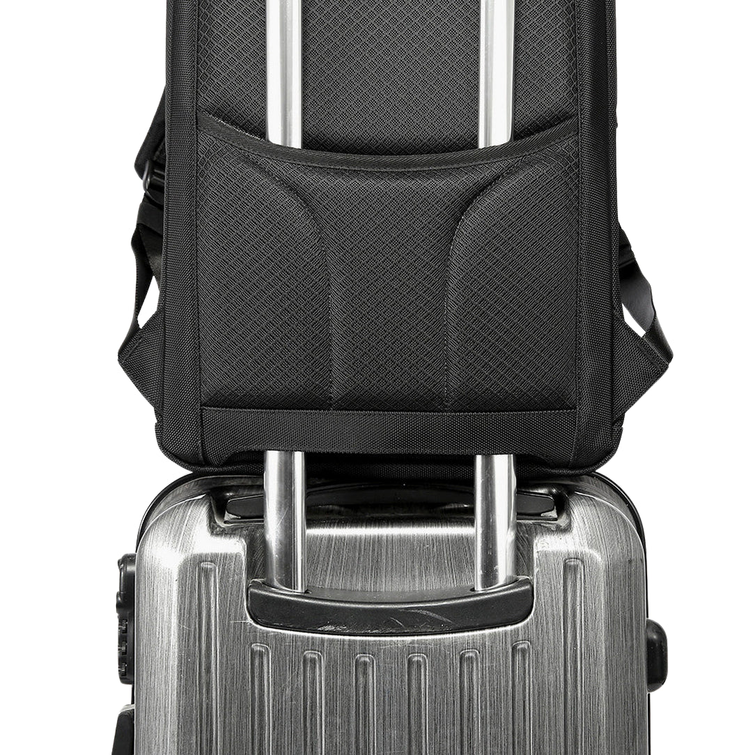 Sac à dos ordinateur 17 pouces Orion noir avec sangle de bagage pour voyager facilement