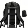 Sac à dos ordinateur extensible 17 pouces noir avec sangle de bagage et bretelles rembourrées