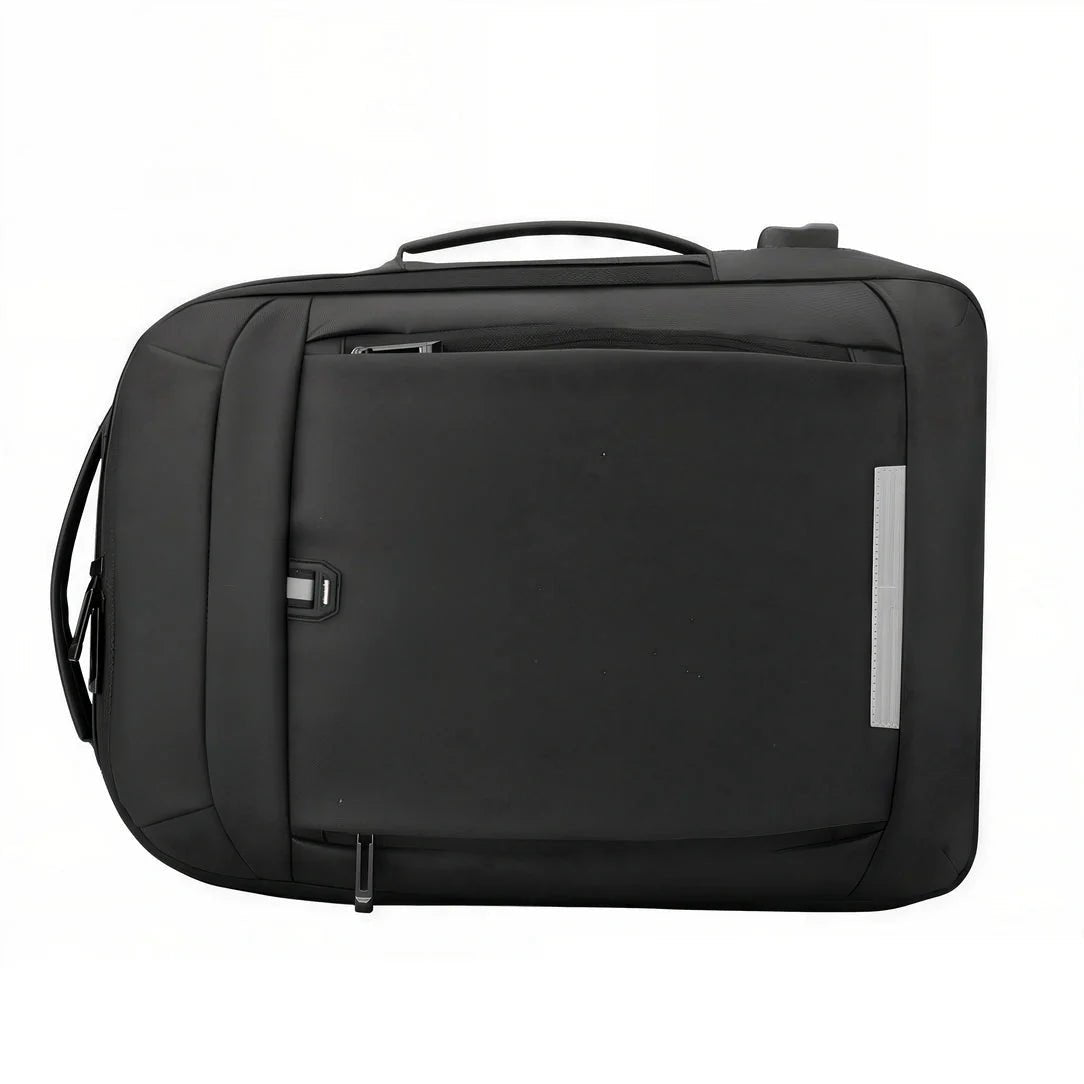 Sac à dos ordinateur extensible 17 pouces noir rectangulaire avec plusieurs compartiments