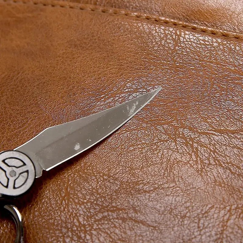 Couteau à lame en argent avec poignée circulaire noir et blanc pour Sac à dos ordinateur homme en cuir