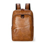 Sac à dos ordinateur homme en cuir marron avec plusieurs compartiments zippés