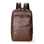 Sac à dos ordinateur homme en cuir en faux cuir marron foncé avec poches zippées