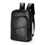 Sac à dos ordinateur homme en cuir en faux cuir noir avec plusieurs poches zippées