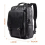 Sac à dos ordinateur homme imitation cuir, noir, avec poche à rabat et bretelles ajustables