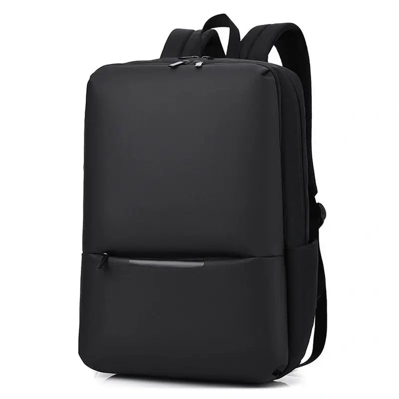 Sac à dos ordinateur homme tendance 15 pouces noir minimaliste avec deux zippers en haut