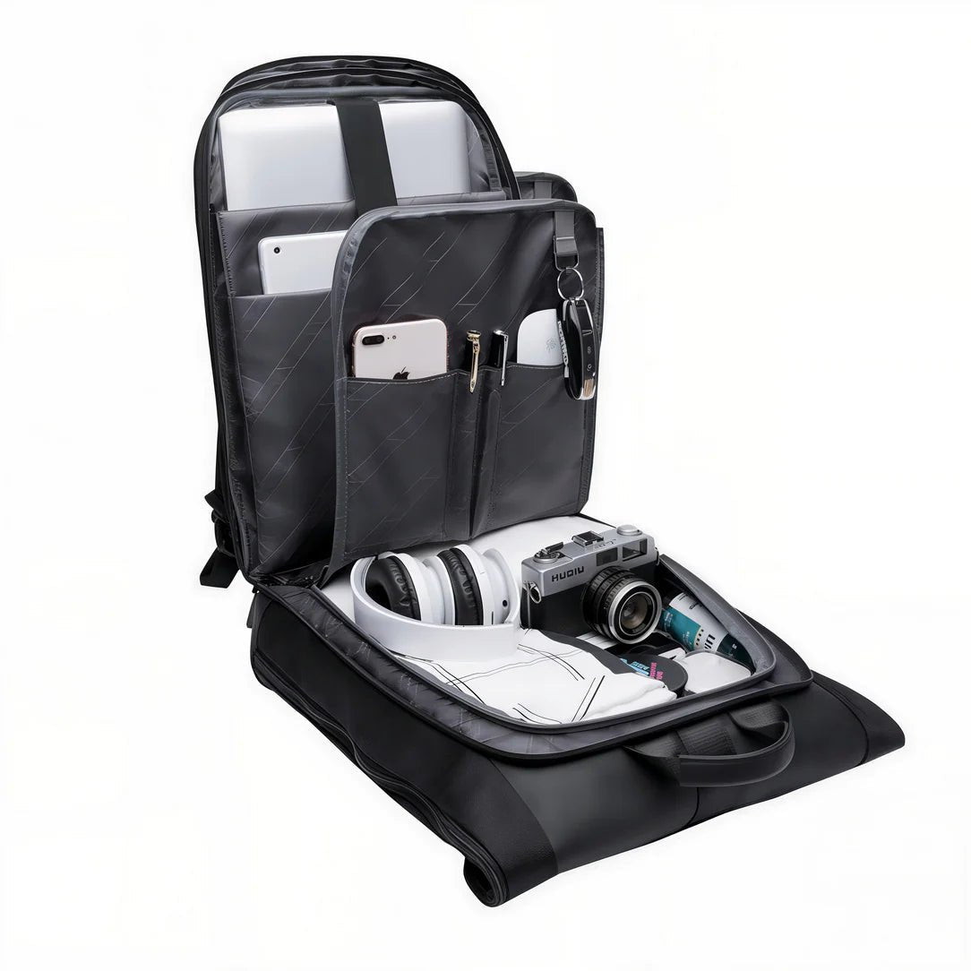 Sac à dos ordinateur imperméable homme noir avec multiples compartiments pour électronique