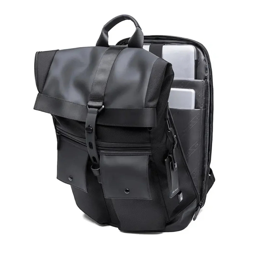 Sac à dos ordinateur imperméable homme noir avec compartiments et poche rembourrée pour ordinateur