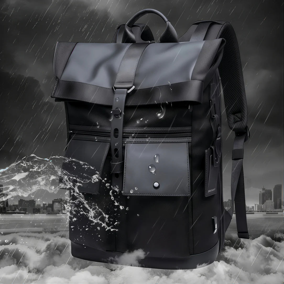 Sac à dos ordinateur imperméable homme noir avec poches et bretelles réglables