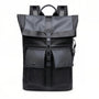 Sac à dos ordinateur imperméable homme noir avec poches frontales et boucle de fermeture