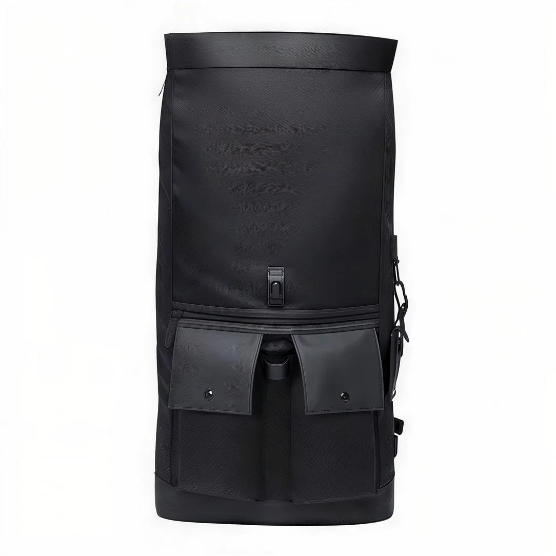 Sac à dos ordinateur imperméable homme noir avec plusieurs poches extérieures