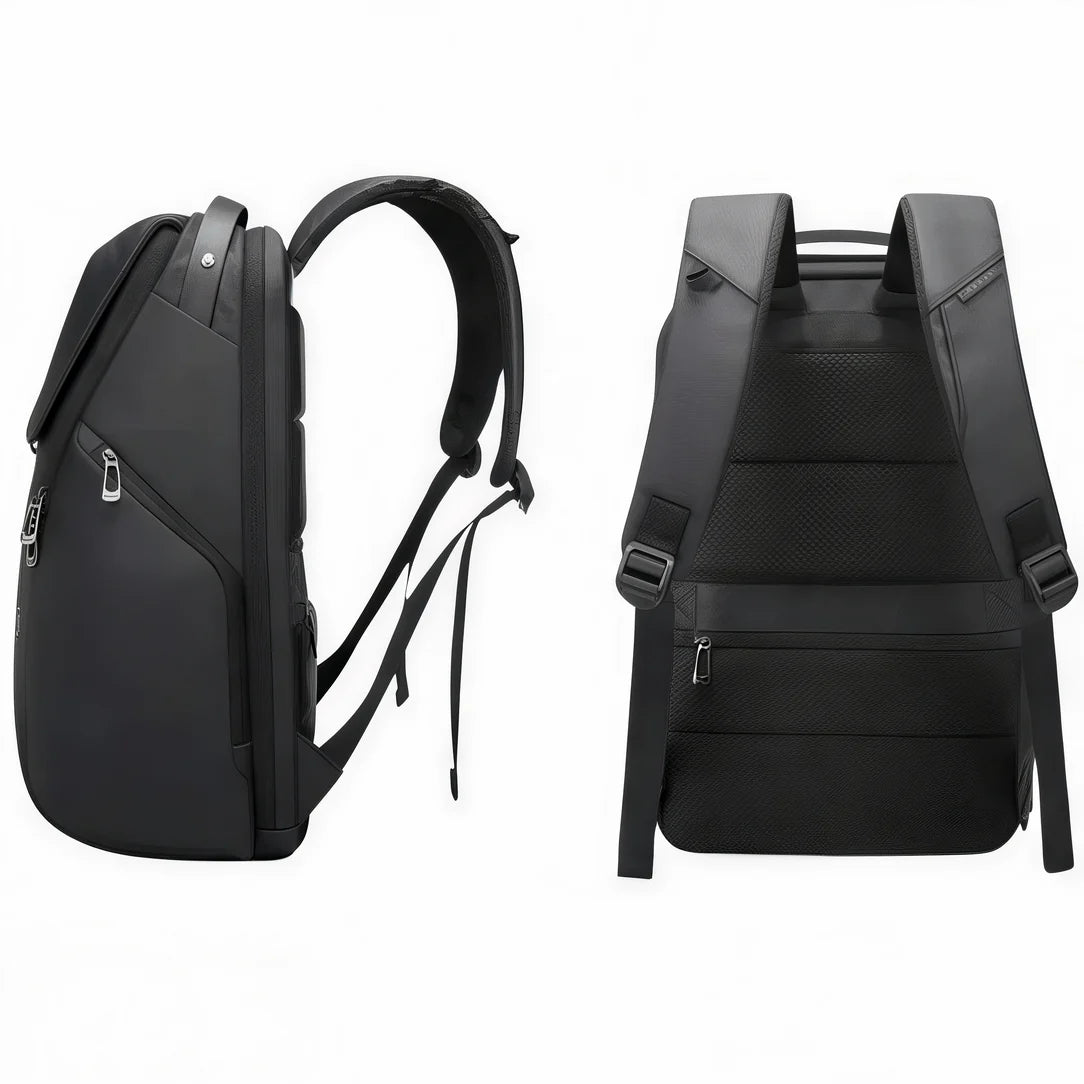Sac à dos ordinateur pour femme ergonomique noir avec bretelles rembourrées