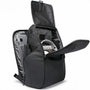 Sac à dos ordinateur pour femme ergonomique noir avec compartiments ouverts pour électronique