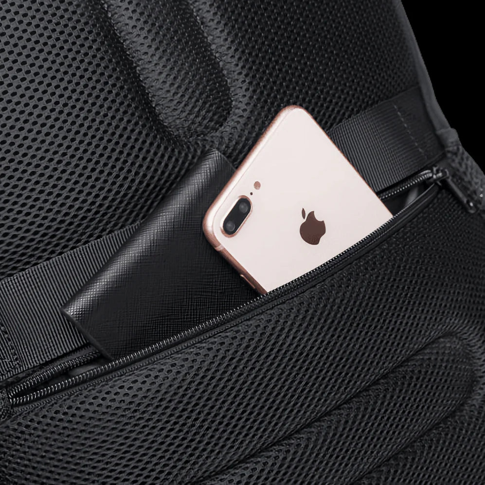 Sac à dos ordinateur pour homme Nova One noir avec poche zippée pour smartphone et portefeuille