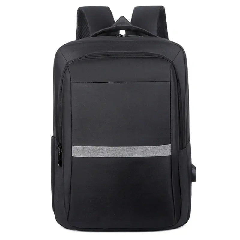Sac à dos ordinateur USB noir avec bande réfléchissante et port USB externe