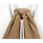 Sac à dos paille en paille tissée marron avec cordons en corde blanche
